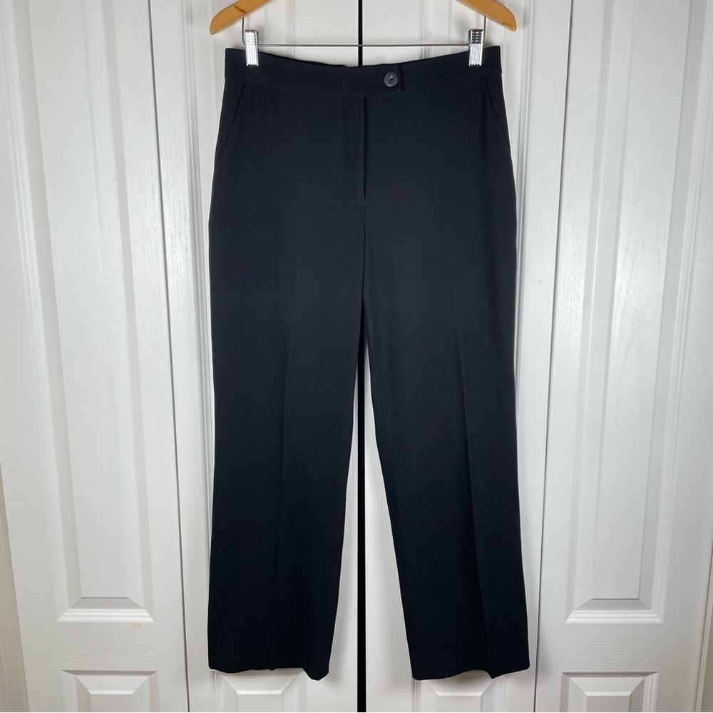 Coldwater Creek Trouser Pants Women’s 10 Black Straight Leg Lace trim Cuff Soft